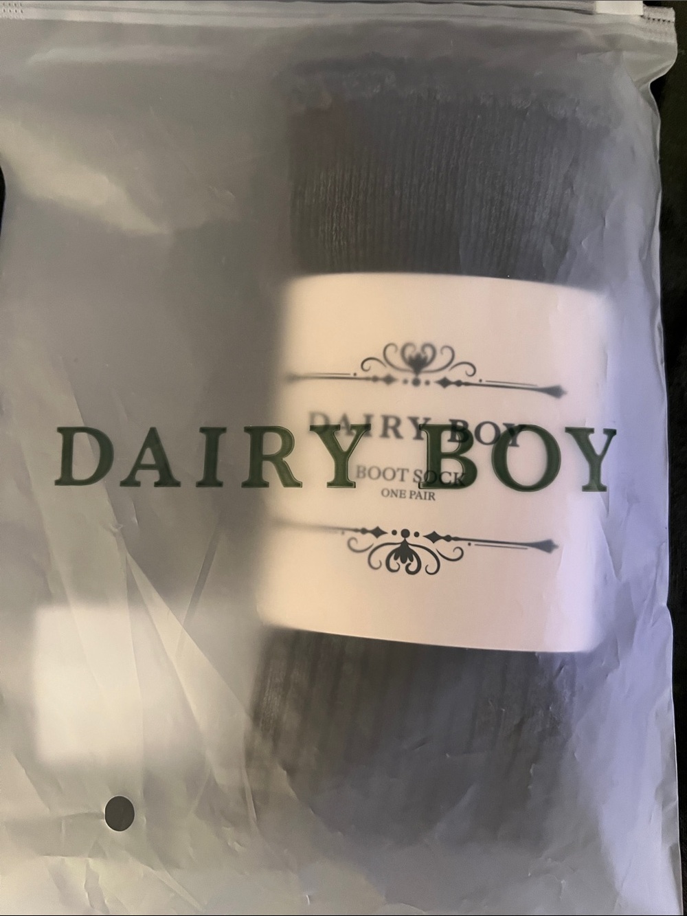 Dairy Boy Grey Lady Boot Socks M/L New With Tag & Bag Sold Out Viral - Picture 5 of 6